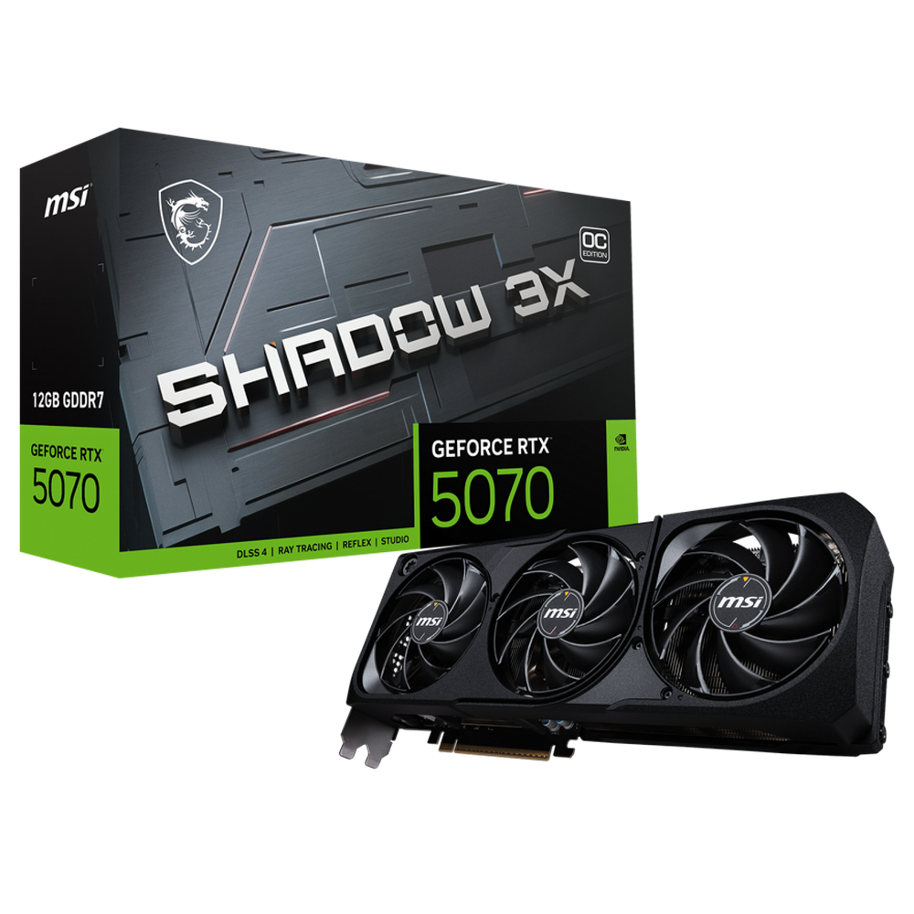 Видеокарта MSI PCI-E RTX 5070 12G SHADOW 3X OC NVIDIA GeForce RTX 5070 12Gb 192bit GDDR7 2542/ 28000 HDMIx1 DPx3 HDCP Ret