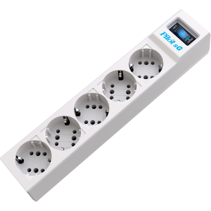 Сетевой фильтр Surge protector Pilot SG5 5 outlets (GP), 10A / 2.2kVt, automatic circuit-breaker, 5 m (PILOT SG5 5M)