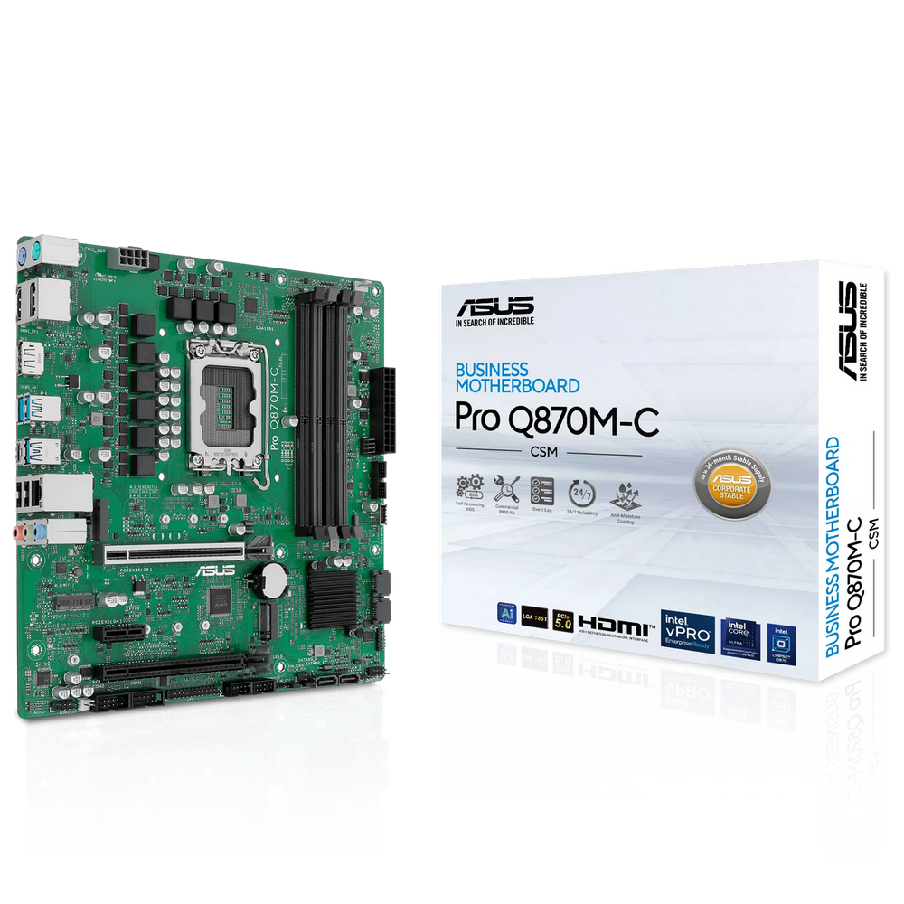 Материнская плата ASUS PRO Q870M-C-CSM LGA1851 mATX 4хDDR5 2хPCIEx16 PCIEx1 2xM.2 USB-C DP HDMI GLAN (90MB1KEP-M0EAYC)