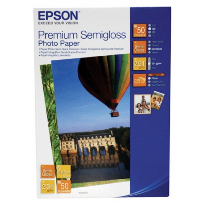Бумага/ Epson Premium Semigloss Photo Paper (10x15) 50 sheets (C13S041765)