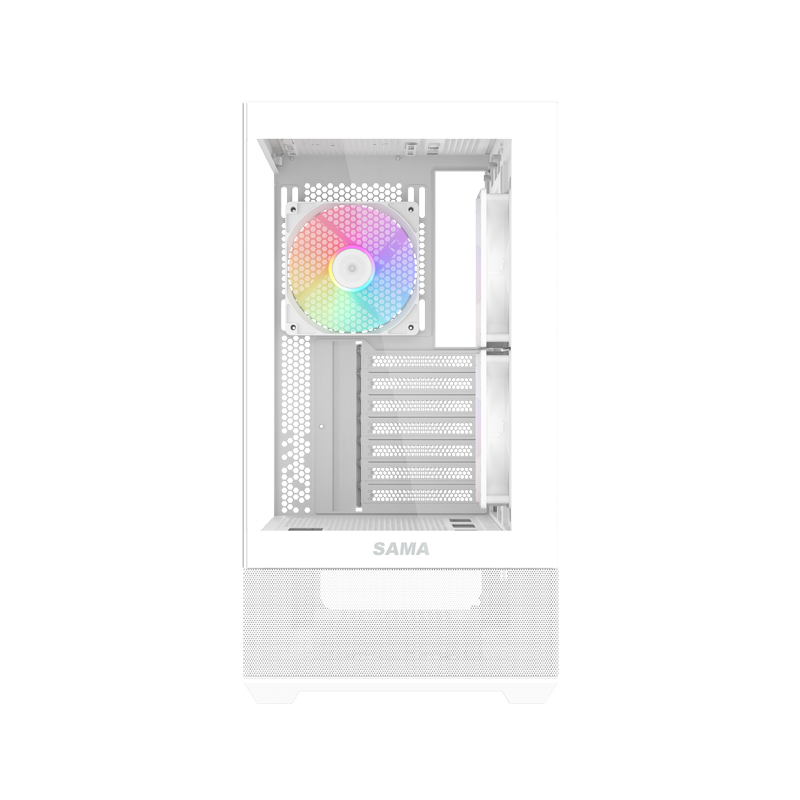 Корпус ПК без блока питания/ Case SAMA V40 White, Midi-Tower, TG, 6x120mm ARGB, 2xUSB 3.0 + 1xUSB 3.1 Type-C, ATX, mATX, mITX White (V40-WHADA6X1-GL)