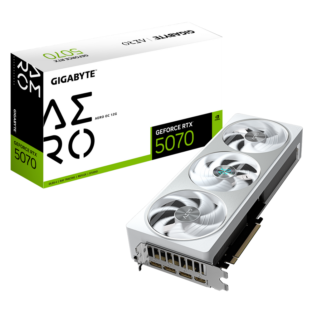 Видеокарта Gigabyte RTX5070 AERO OC 12GB GDDR7 192bit 3xDP HDMI 3FAN RTL (GV-N5070AERO OC-12GD)