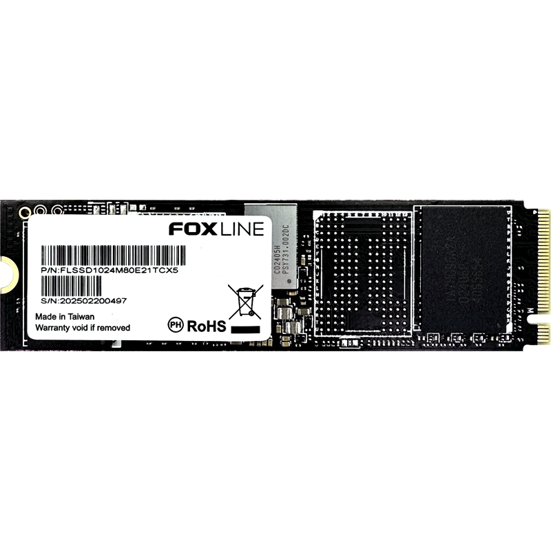 Твердотельный накопитель/ Foxline SSD X5-E21T, 1024GB, M.2(22x80mm), NVMe, PCIe Gen4x4, 3D TLC, R/W 5100/4800MB/s, IOPs 800 000/950 000, TBW 700, DWPD 0.9 (2 года) (FLSSD1024M80E21TCX5)