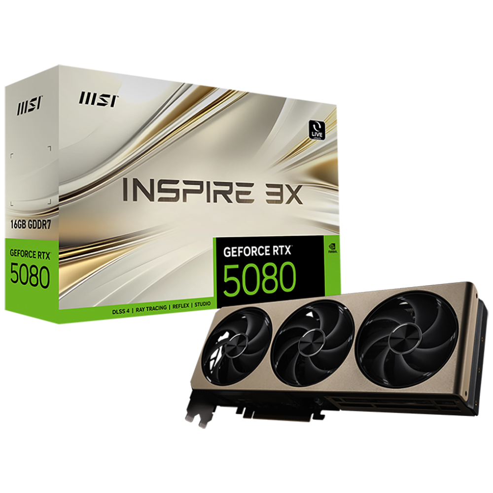 Видеокарта MSI RTX5080 INSPIRE 3X 16GB GDDR7 256bit 3xDP HDMI 3FAN RTL (RTX 5080 16G INSPIRE 3X)