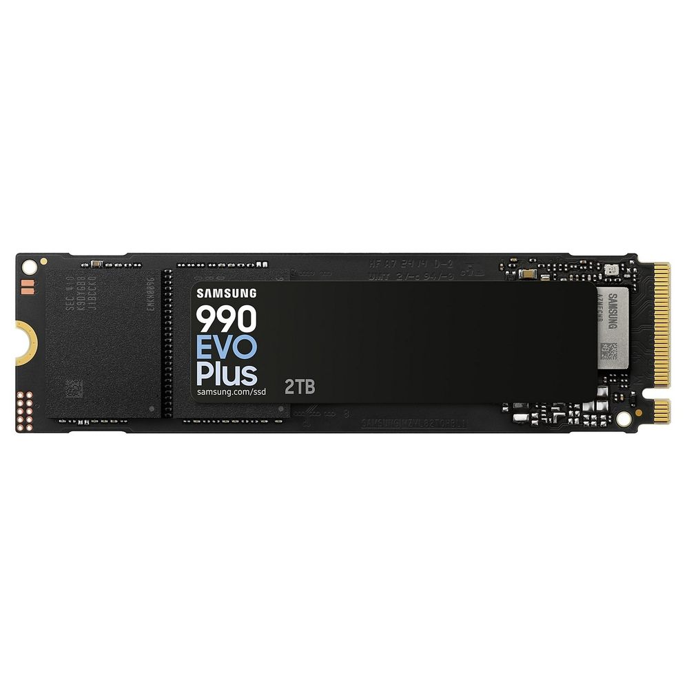 Твердотельные накопители/ Samsung SSD 990 Plus, 2000GB, M.2(22x80mm), NVMe 2.0, NVMe 2.0, PCIe 4.0 x4, V-NAND TLC, R/W 7250/6300MB/s, IOPs 1 000 000/1 350 000, DRAM buffer 2000MB, TBW 1200, DWPD 0.3 (12 мес.) (MZ-V9S2T0BW)