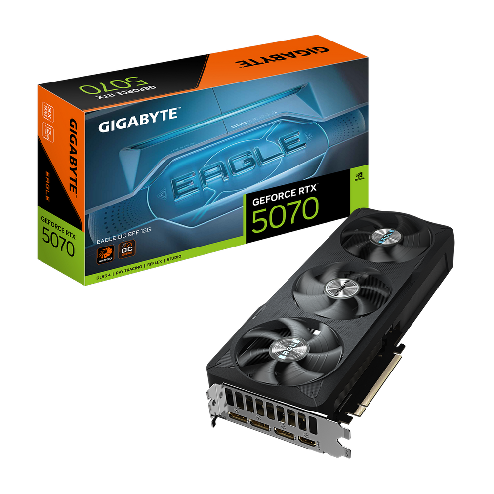 Видеокарта Gigabyte RTX5070 EAGLE OC SFF 12GB GDDR7 192bit 3xDP HDMI 3FAN RTL (GV-N5070EAGLE OC-12GD)