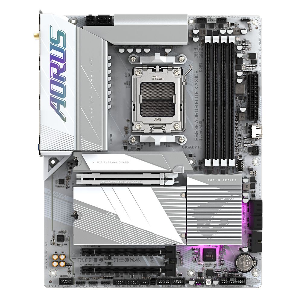 Материнская плата Gigabyte OEM B650E AORUS ELITE X ICE, Socket AM5, AMD B650, 4xDDR5-5200, HDMI, 3xPCI-Ex16, 4xSATA3(RAID 0/ 1/ 10), 3xM.2, 8 Ch Audio, 2.5GLan, WiFi, (4+4)xUSB2.0, (7+2)xUSB3.2, (1+1)xUSB3.2 Type-C™, ATX, RTL (B650E AORUS ELITE X ICE||OEM