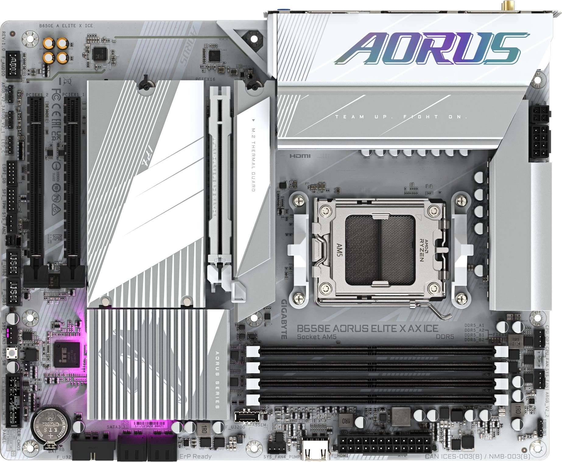Материнская плата Gigabyte B650E A ELITE X ICE SocketAM5 AMD B650 4xDDR5 ATX AC`97 8ch(7.1) 2.5Gg RAID+HDMI (B650E AORUS ELITE X AX ICE)