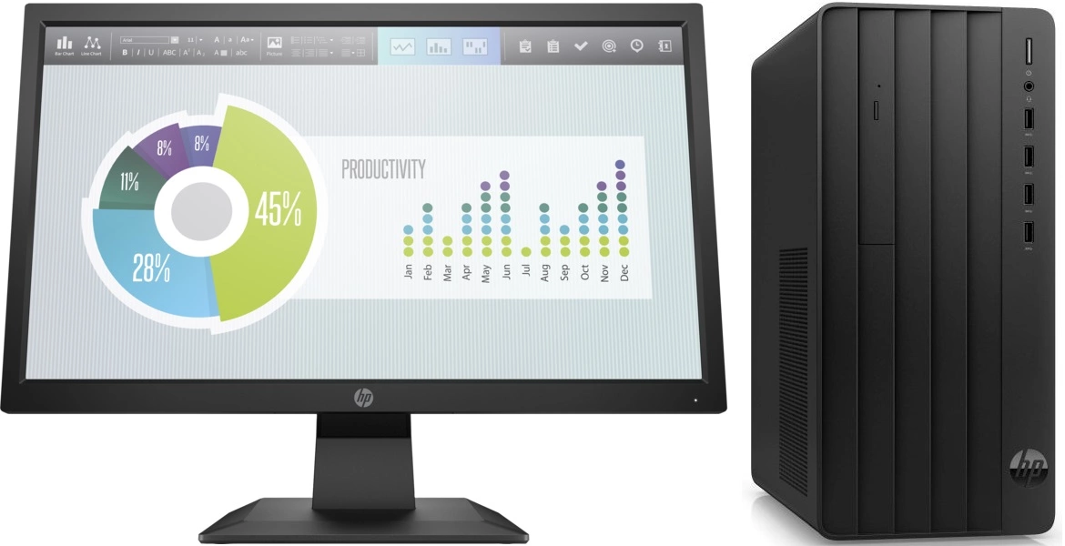 Комплект HP 290 G9 MT i3 12100 (3.3) 16Gb SSD512Gb UHDG 730 FreeDOS GbitEth 180W kb мышь клавиатура черный монитор в комплекте P204 (9M936AT/16GB)