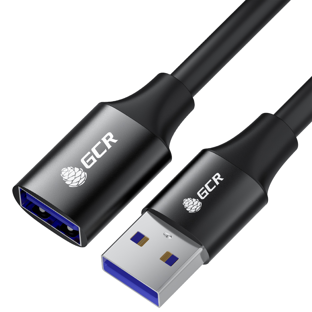 GCR Удлинитель 3.0m USB 3.0 (USB 3.2 Gen 1), AM/AF, 5 Гбит/с, черный, AL корпус, экранирование, армирование, GCR-55281