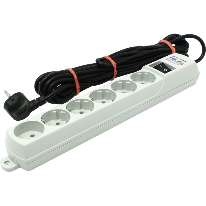 Сетевой фильтр Pilot S 6 розеток (5 евро + 1 б/зазем.) 7 м/ Surge protector ZIS Pilot S 7m, 6 outlets (5+1), white (PILOT S7M)