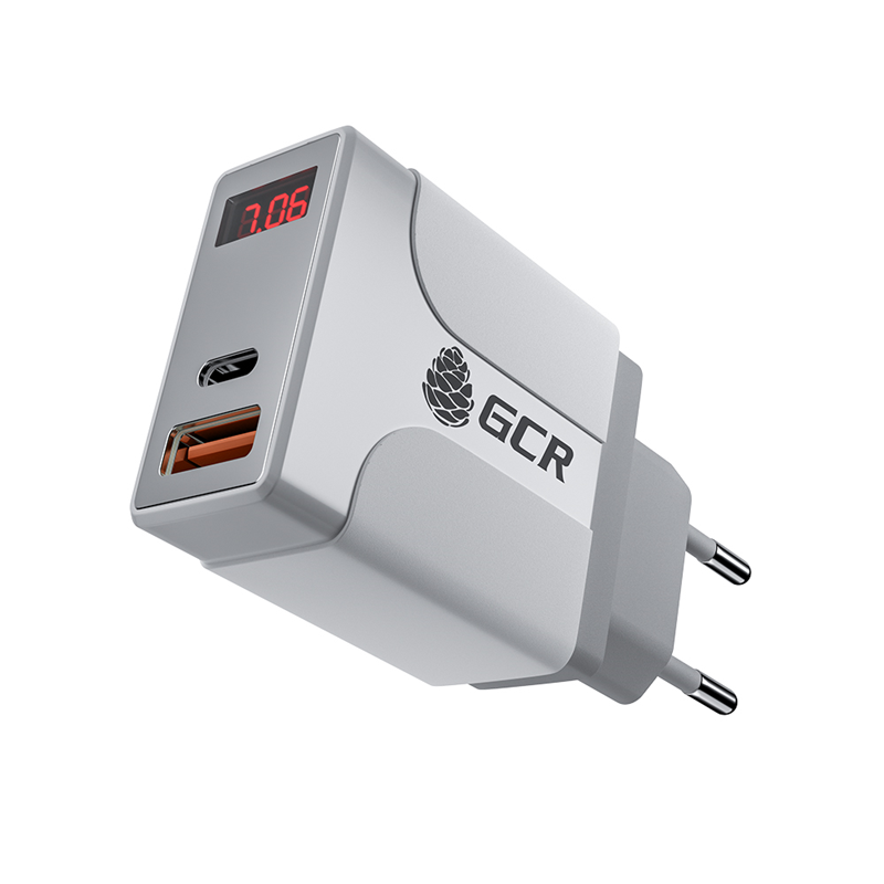 GCR Сетевое зарядное устройство на 2 USB порта (QC 3.0 + PD 3.0 ), белый, GCR-52885