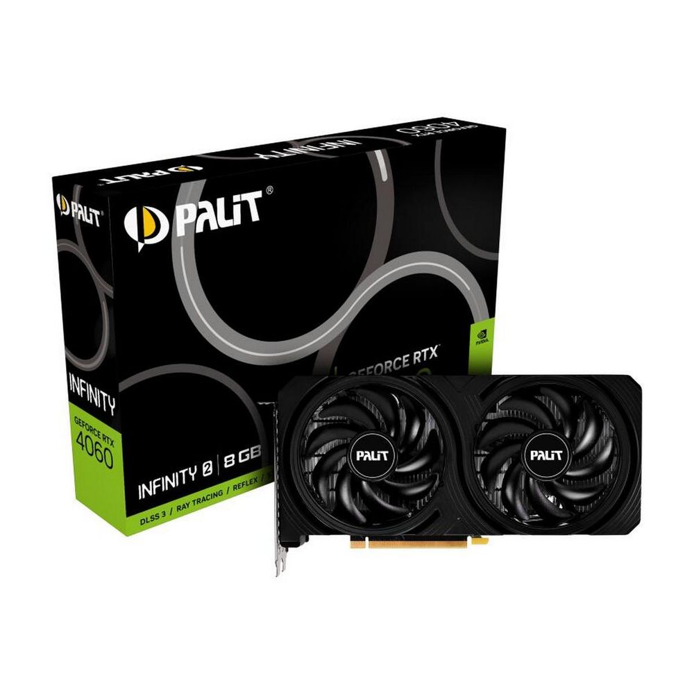 Видеокарта Palit Bad Pack RTX4060 INFINITY 2 8GB GDDR6 128bit 3xDP HDMI 2FAN RTL (NE64060019P1-1070L||BP)