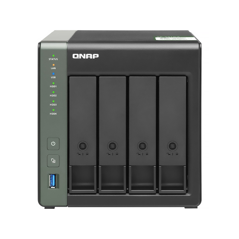SMB QNAP TS-431KX-2G NAS 4 HDD trays. Alpine AL214, 4-core, 1.7GHz, 2 GB DDR3 (1 x 2 GB) up to 8 GB (1 x 8 GB), 1x10 GbE SFP+, 2x1GB Ethernet, USB 3.2x3