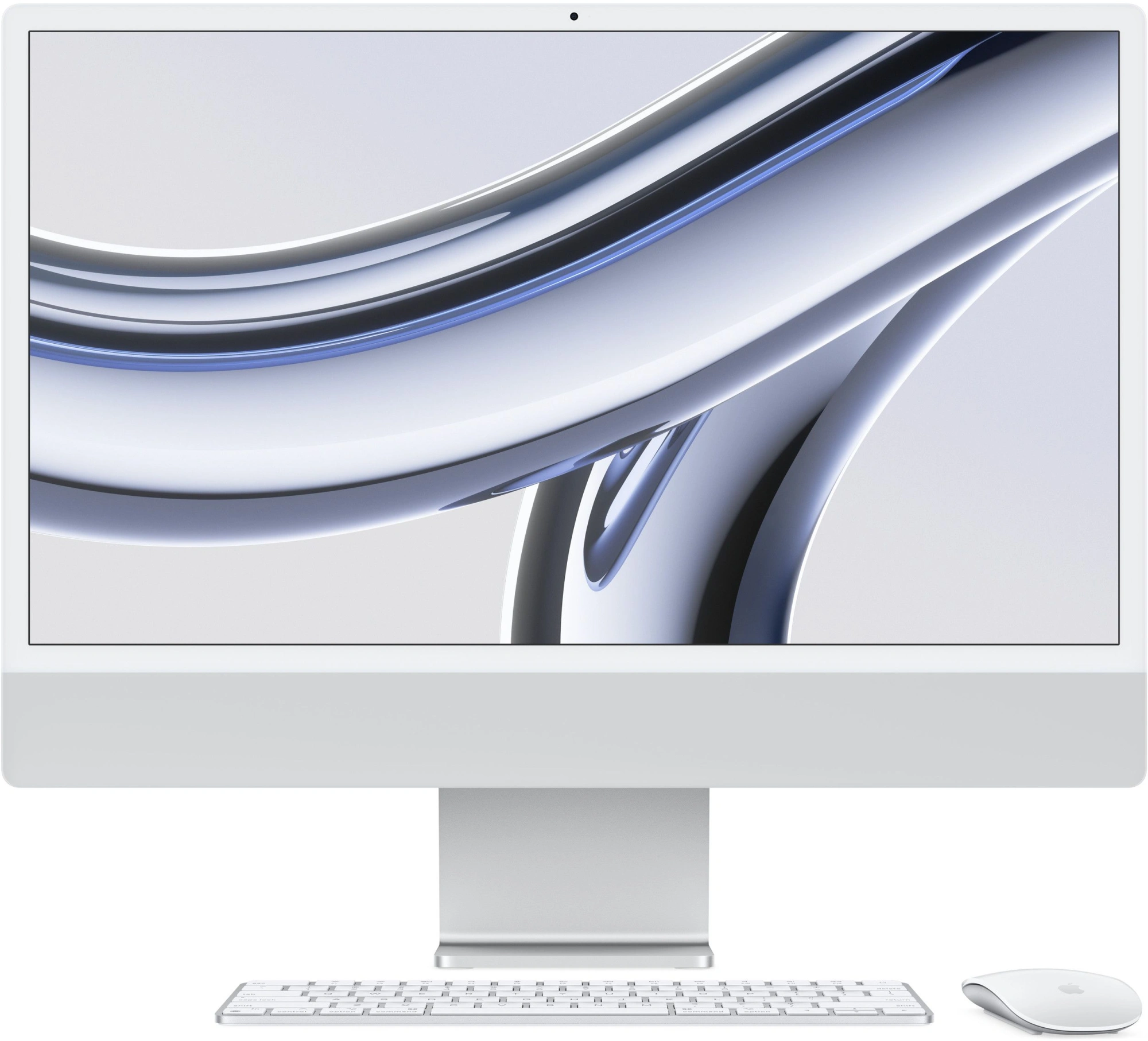 Моноблок Apple iMac A2874 24" 4.5K M3 8 core (4) 8Gb SSD256Gb 8 core GPU macOS WiFi BT 143W клавиатура мышь Cam серебристый 4480x2520 (MQR93HN/A)