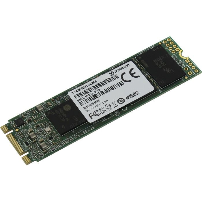 Твердотельный диск 480GB Transcend MTS820, 3D NAND, M.2, SATA III [R/ W - 560/ 520 MB/ s] (TS480GMTS820S)