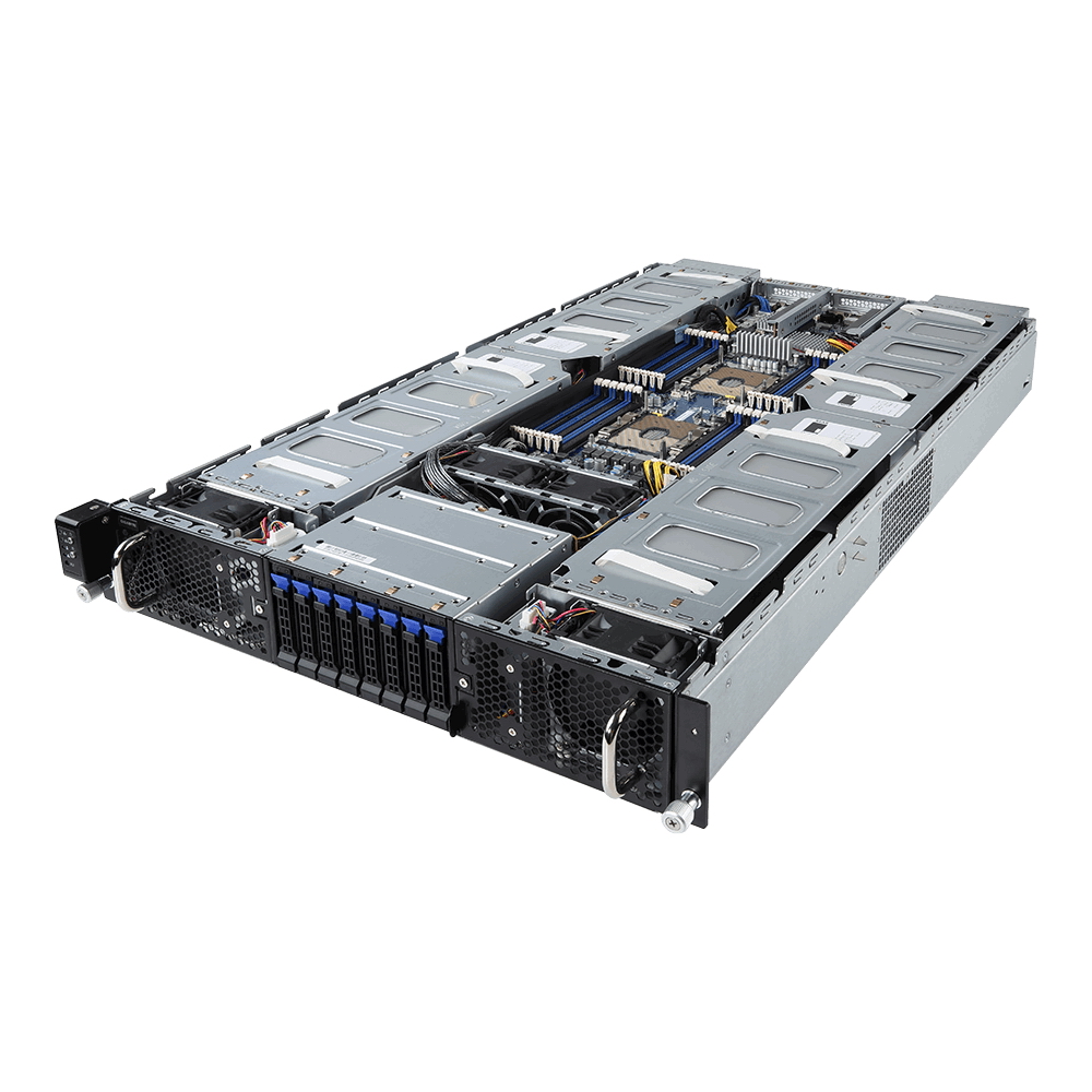 G291-2G0 (rev. 100) 2U 16x Single Slot GPU (Tesla T4 only), Dual Intel® Xeon® Scalable, 24x &quot;RDIMM/ LRDIMM DDR4, 2x 10Gb/ s BASE-T (i550-AM), Aspeed AST2500, 8x 2.5&quot; NVMe/ SATA HS HDD/ SSD, 2xPCIe Gen3 x16 LPHL, 2x2200W&quot;