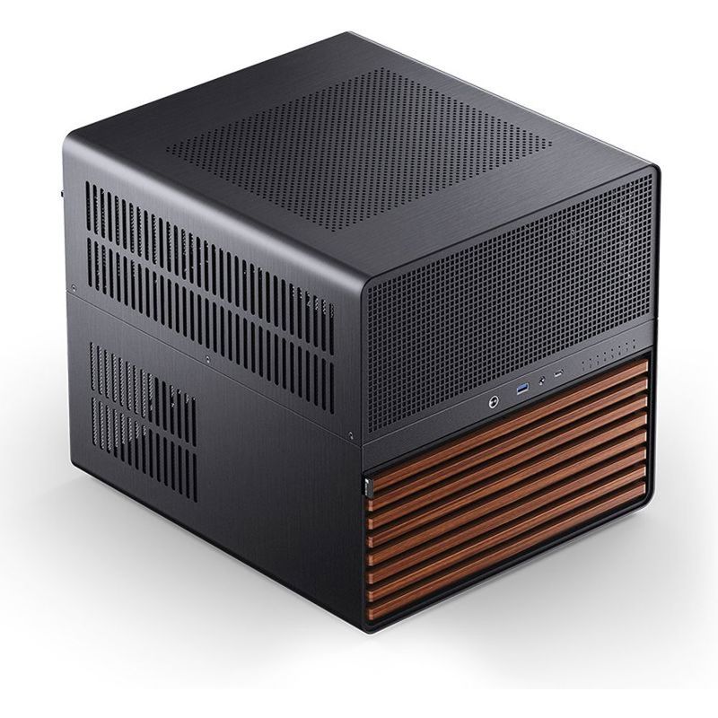 Корпус без блока питания/ Jonsbo N5 black, Mini-Tower, 3x120mm, ATX, E-ATX, mATX, mITX, XL-ATX, 1xUSB3.2 Gen2 Type-C, 1xUSB3.0, 1xAUDIO, Wood panel