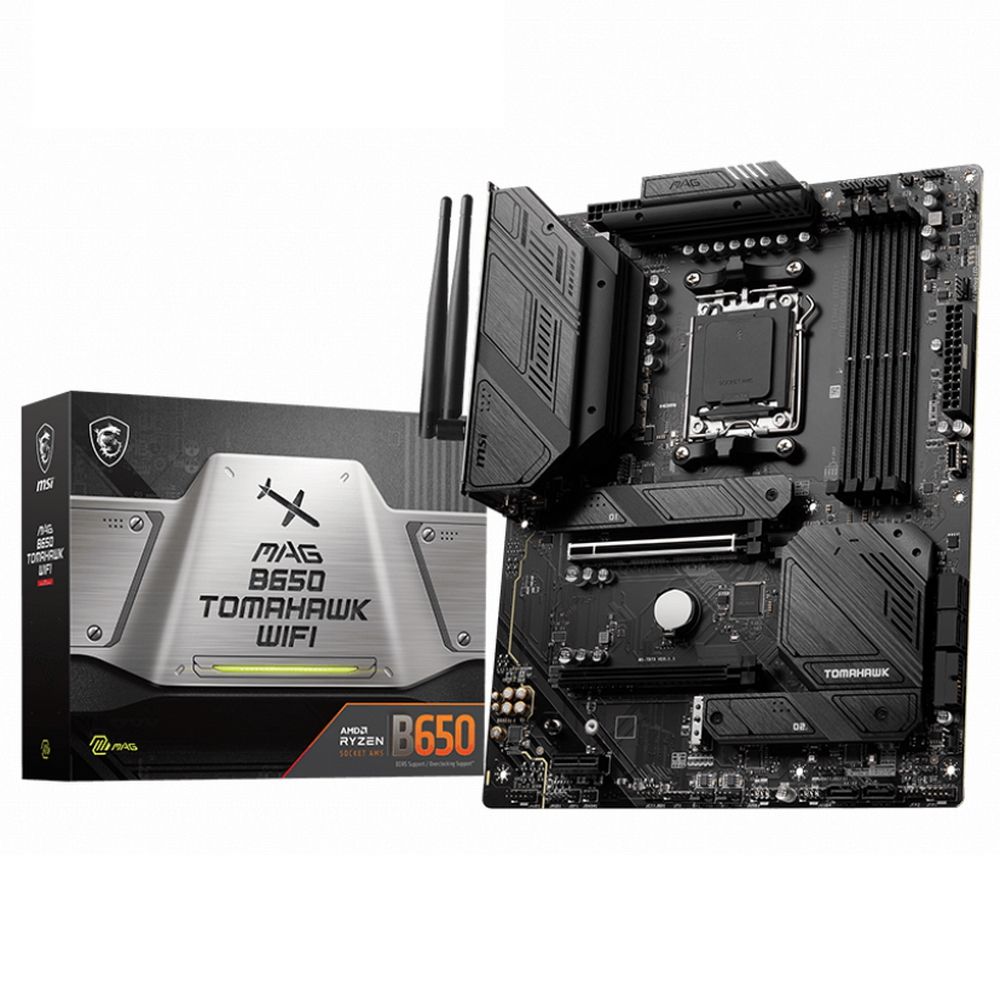 Материнская плата MSI Bad Pack MAG B650 TOMAHAWK WIFI B650, AM5, 4*DDR5, 2*PCIEx16, 1*PCIEx1, 3*M.2, 2*TypeC, 3*USB3.2Gen2, 6*USB3.2Gen1, 6*USB2.0, 6*SATA3.0, 2.5G, DP, HDMI, ATX, RTL bp (MAG B650 TOMAHAWK WIFI||BP)