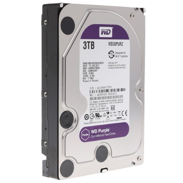 Жесткий диск Western Digital WD30PURZ, 3.5", HDD, SATA-III, 3TB, 64MB, OEM