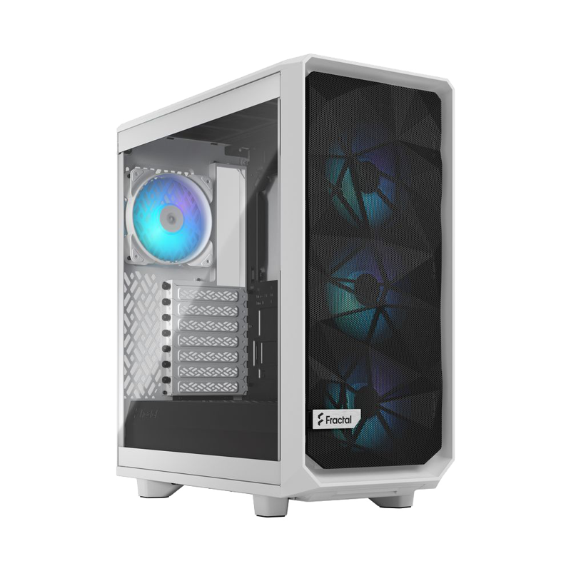 Корпус ПК без блока питания/ Case Fractal Design Meshify 2 Compact RGB TG Light Tint, Midi-Tower, 4x120mm RGB, 2xUSB-A 3.2 + 1xUSB 3.2 Type-C ATX, mATX, mITX White (FD-C-MES2C-08)
