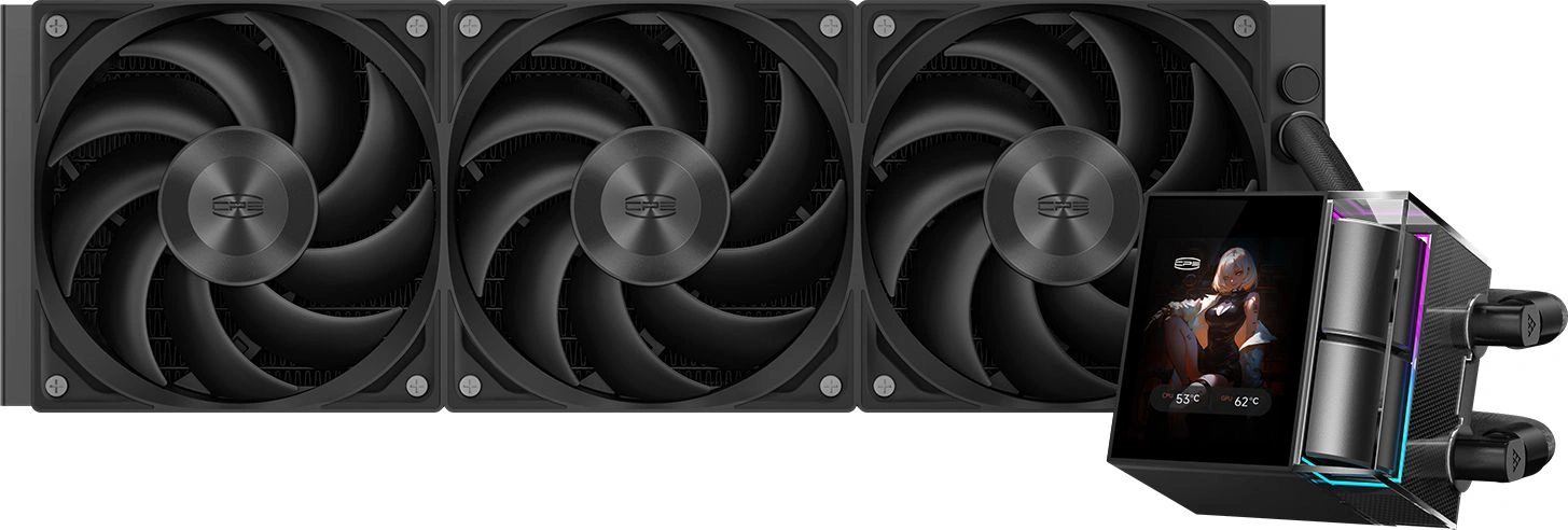 Система водяного охлаждения PcCooler DS360 Display Soc-AM5/AM4/1200/1700/1851 черный 4-pin 39.8dB Al LCD 310W Ret (DS360-BKNWXY-GL)