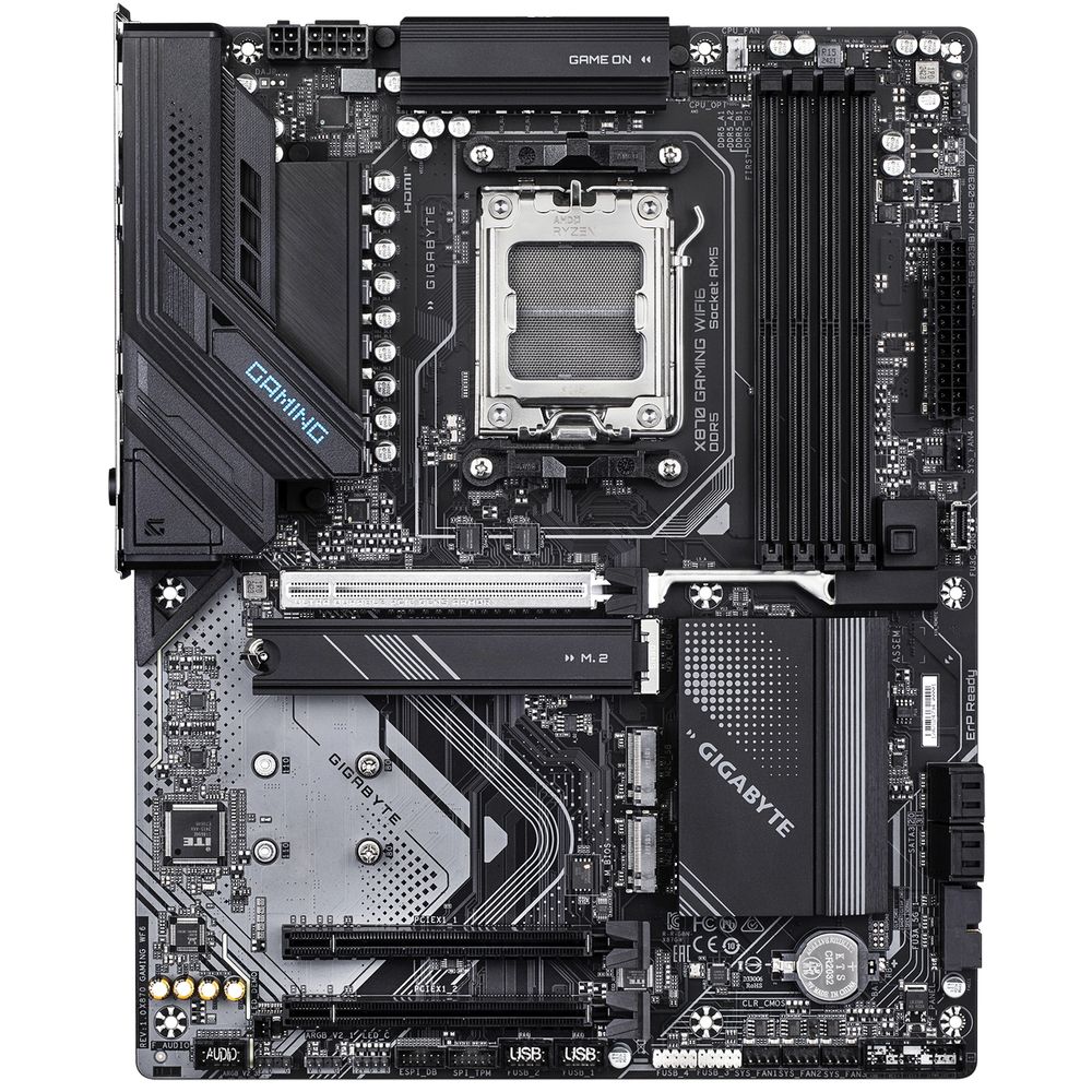 Материнская плата Gigabyte OEM X870 GAMING WIFI6, Socket AM5, AMD X870, 4xDDR5-5200, HDMI, 3xPCI-Ex16, 4xSATA3(RAID 0/ 1/ 10), 3xM.2, 8 Ch Audio, 1x2,5GLan, WIFI, (4+4)xUSB2.0, (4+2)xUSB3.2, (2+1)xUSB Type-C™, ATX, RTL (X870 GAMING WIFI6||OEM)