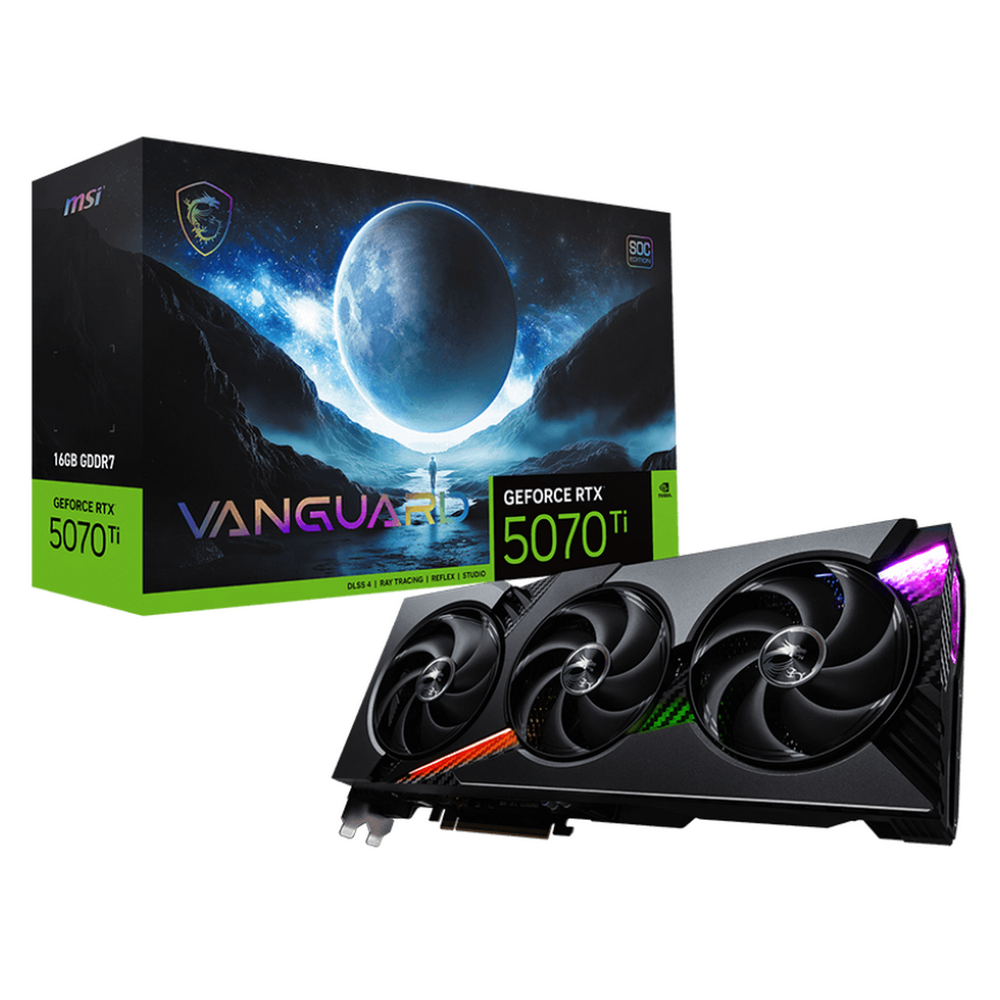 Видеокарта MSI RTX5070Ti VANGUARD SOC 16GB GDDR7 256bit 3xDP HDMI 3FAN RTL (RTX 5070 TI 16G VANGUARD SOC)