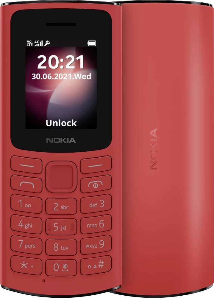 Мобильный телефон Nokia 106 (TA-1564) DS EAC 0.048 красный моноблок 3G 4G 1.8" 120x160 Series 30+ GSM900/ 1800 GSM1900 (1GF019BPB1C01)