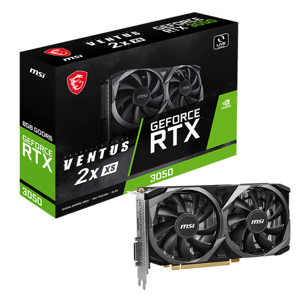 RTX3050 VENTUS 2X XS 8GB GDDR6 128-bit DP HDMI DL-DVI-D 2FAN RTL (RTX 3050 VENTUS 2X XS 8G)