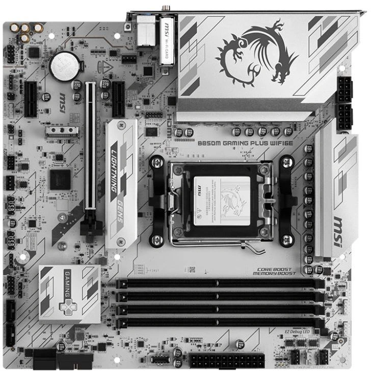 Материнская плата MSI B850M GAMING PLUS WIFI6E SocketAM5 AMD B850 4xDDR5 mATX AC`97 8ch(7.1) 2.5Gg RAID+HDMI+DP