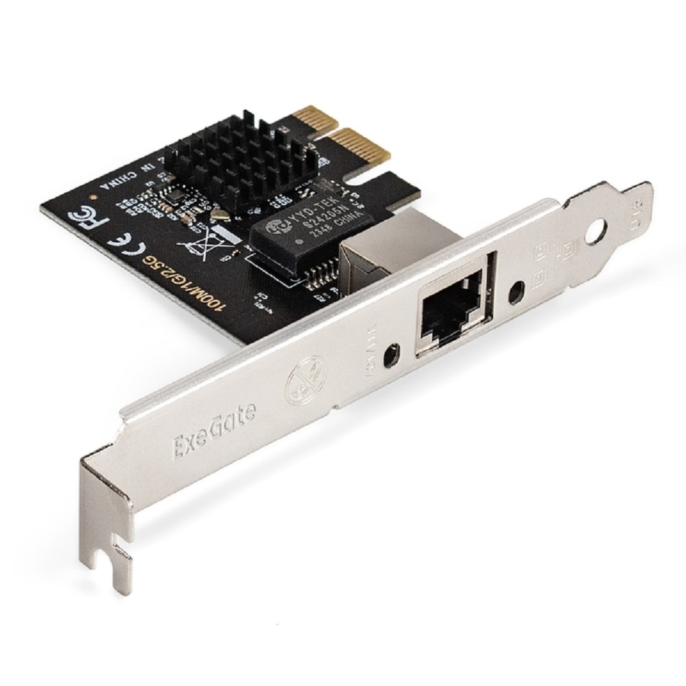 Exegate EX296212RUS Сетевой адаптер ExeGate EXE-251 (PCI-E x1 v2.0, 1xRJ45, UTP 100Mbps/ 1000Mbps/ 2.5Gbps RTL8125B)
