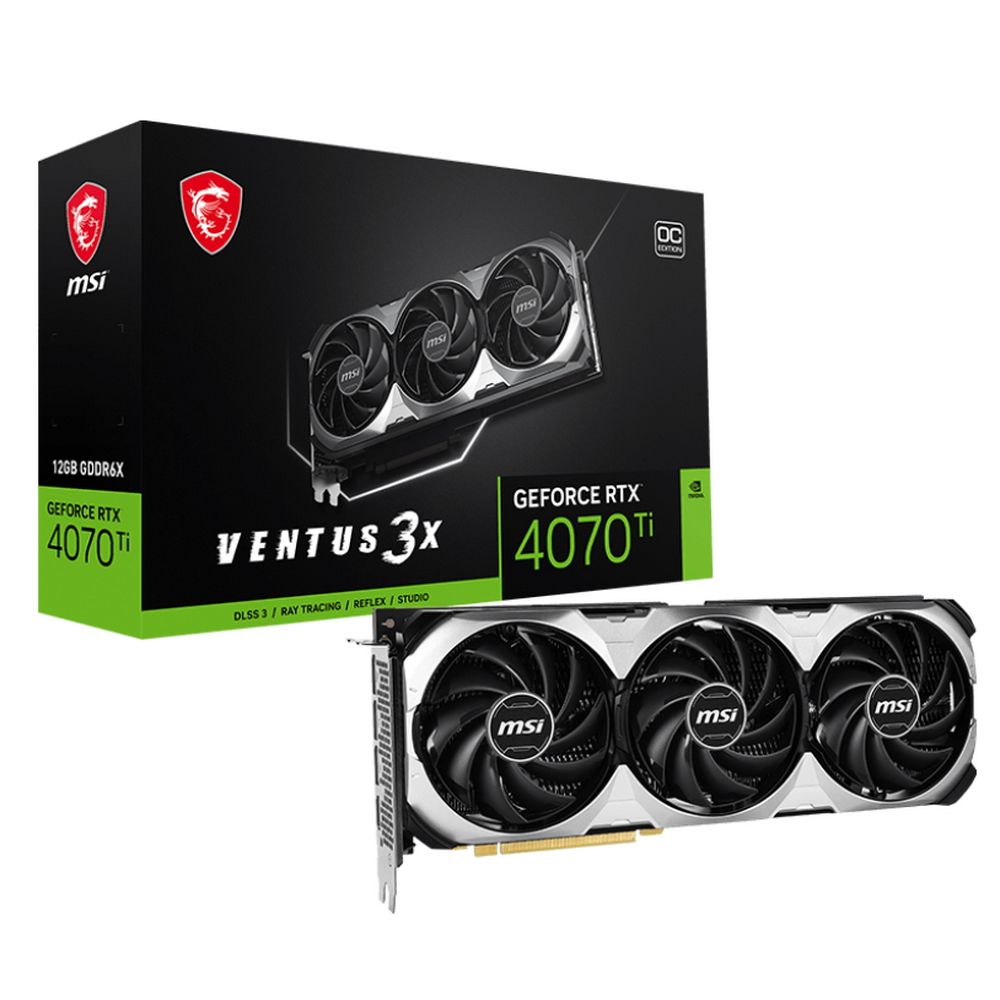 Видеокарта MSI Bad Pack RTX4070Ti VENTUS 3X E1 OC 12GB GDDR6X 192bit 3xDP HDMI 3FAN RTL (RTX 4070 TI VENTUS 3X E1 12G OC||BP)