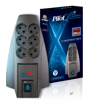 Сетевой фильтр Pilot X-Pro 3м (6 розеток) серый (коробка) (053)