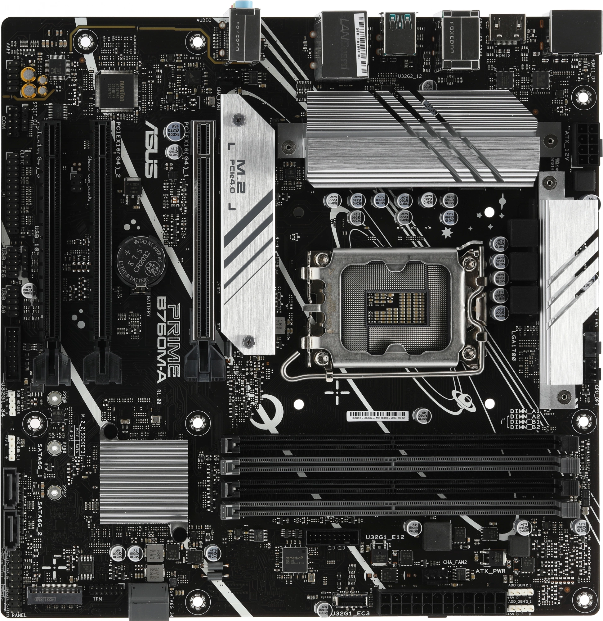 Материнская плата ASUS PRIME B760M-A-CSM, LGA1700, B760, 4*DDR5, 4*SATA, 2*M.2, 2*USB 3.2, 4*USB 2.0, 3*PCIx16, DP+2*HDMI, mATX (90MB1EK0-M0EAYC)