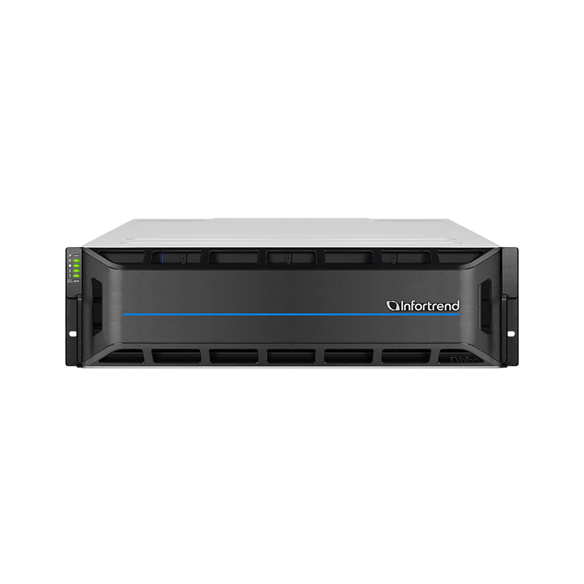 Платформа СХД Infortrend EonStor GS3016R03C0FD-8U32 (16x3.5, 3U, High IOPS, Dual Redundant Controllers (incl: 4x4GB Cache, 4x25Gb SFP28, 4 FREE host board slots, 4x12Gb SAS ext ports, 2x Super capacitor+Flash+FAN module, 2x530W), Rackmount kit)