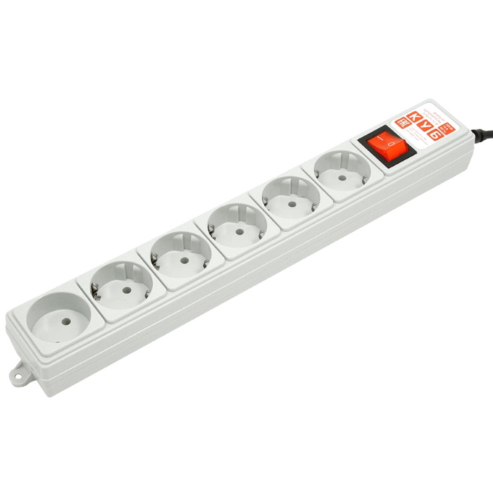 Фильтр-удлинитель Power Cube 5 м 6 розеток (серый) 10А/2,2кВт/ Surge protector Power Cube 5m 6 outlets (gray) 10A / 2.2kW (SPG(5+1)-B-15)
