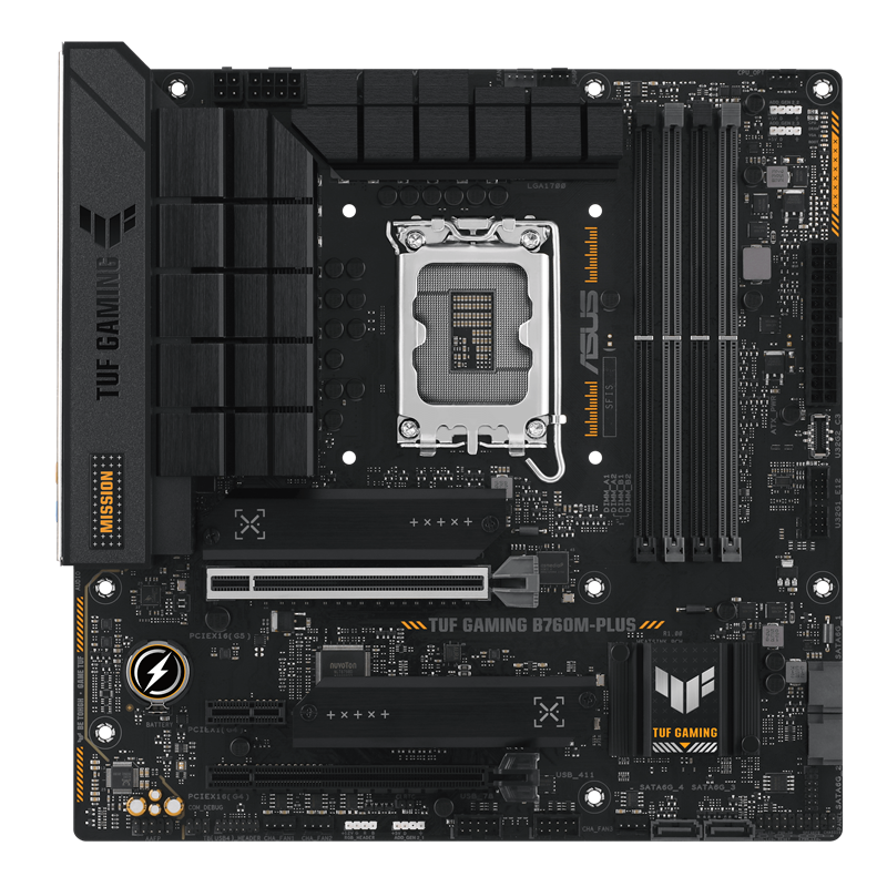 Материнская плата ASUS TUF GAMING B760M-PLUS, LGA1700, B760, 4*DDR5, HDMI+DP, 4xSATA3 + RAID, M2, Audio, Gb LAN, USB 3.2, USB 2.0, mATX (90MB1ES0-M0EAY0)