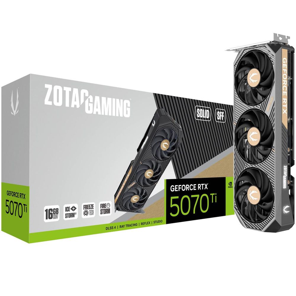 Видеокарта Zotac PCI-E 4.0 RTX 5070 Ti SOLID SFF NVIDIA GeForce RTX 5070TI 16Gb 256bit GDDR7 2452/ 28000 HDMIx1 DPx3 HDCP Ret (ZT-B50710D3-10P)