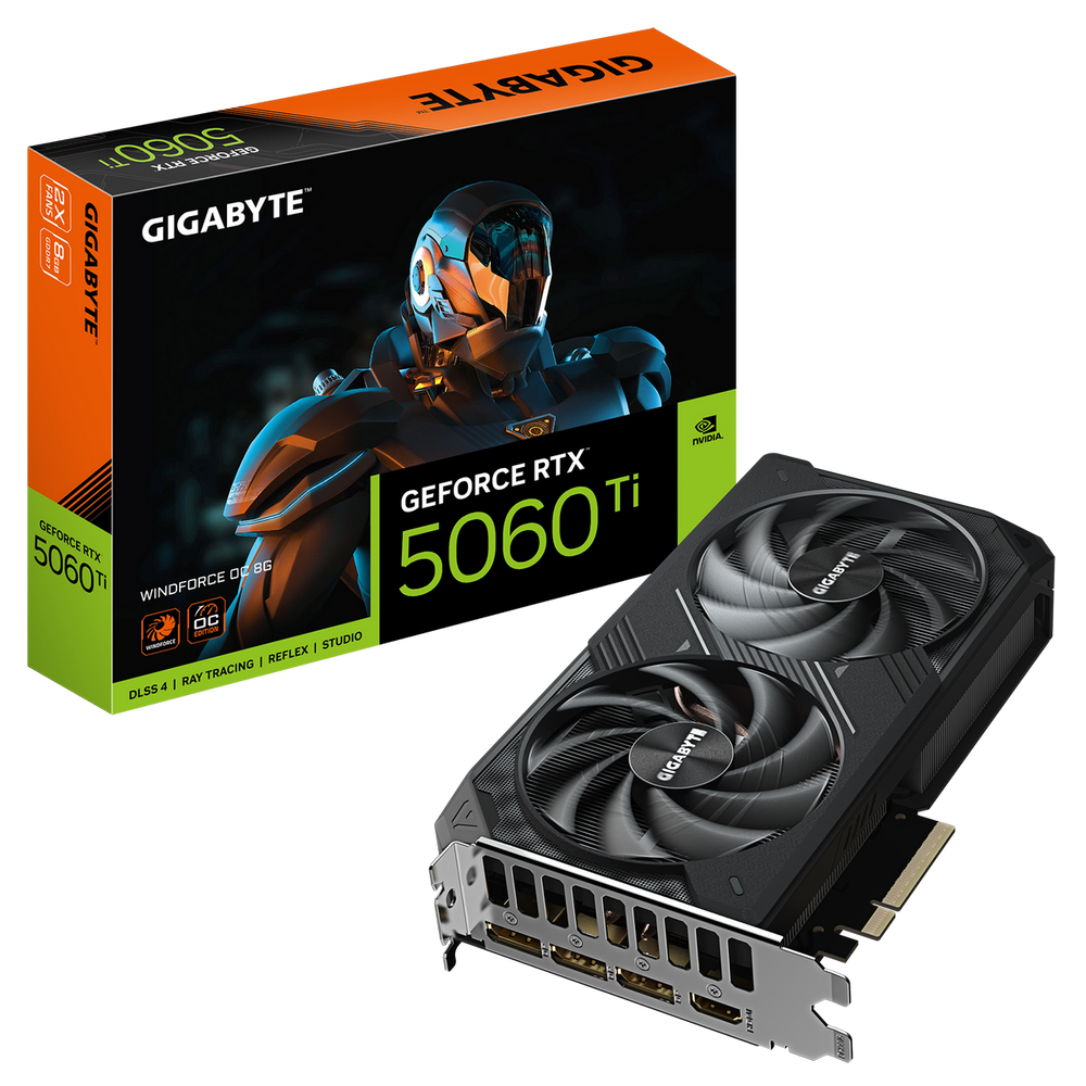Видеокарта Gigabyte Bad Pack RTX5060Ti WINDFORCE OC 8GB GDDR7 128bit 3xDP HDMI 2FAN RTL bp (GV-N506TWF2OC-8GD||BP)