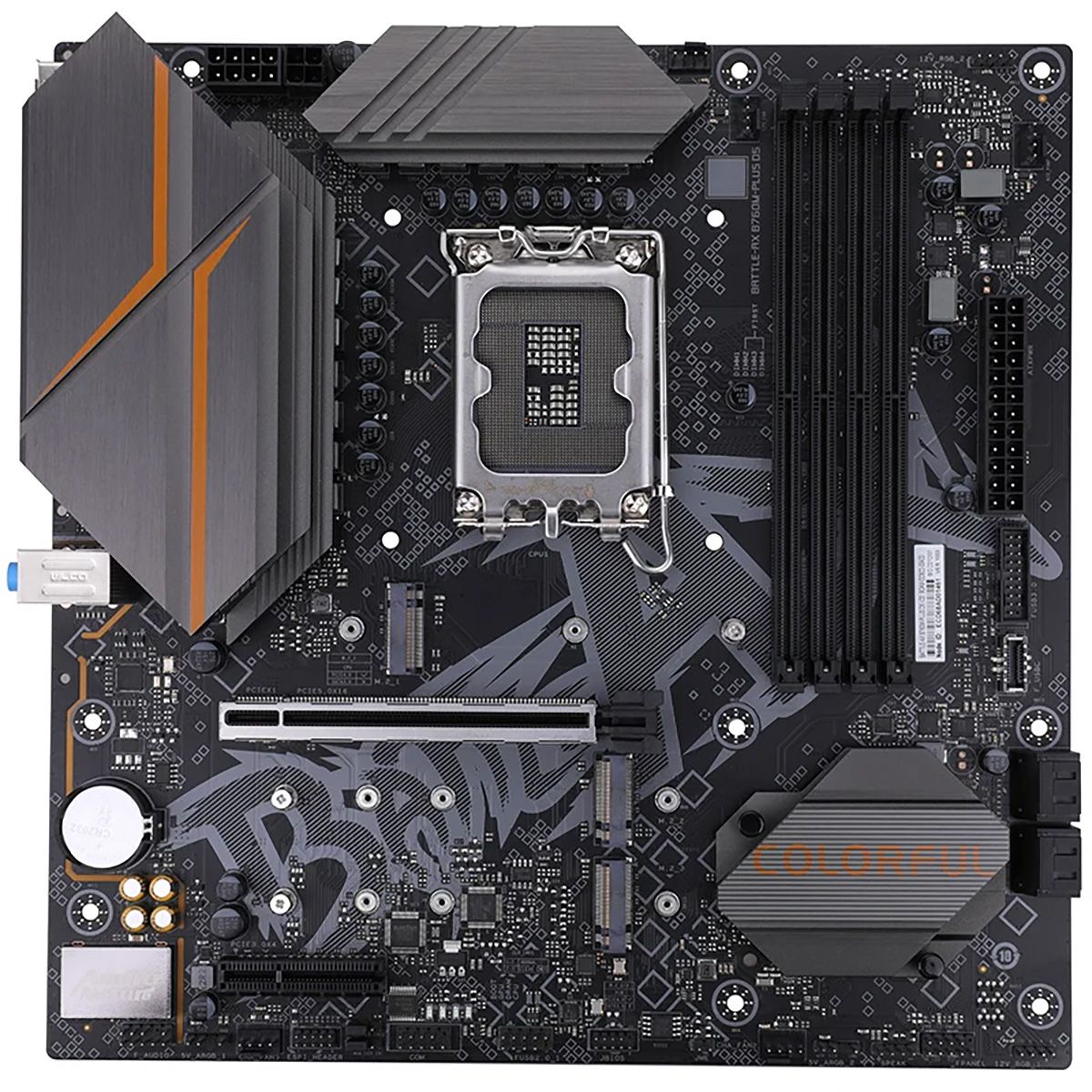 Материнская плата Colorful Bad Pack BATTLE-AX B760M-PLUS D5 V20 B760, LGA1700, 4*DDR5, 1*PCIEx16, 1*PCIEx4, 3*M.2, 2*TypeC, 4*USB3.2Gen1, 6*USB2.0, 4*SATA3.0, 2.5G, DP, HDMI, M-ATX, RTL (BATTLE-AX B760M-PLUS D5 V20||BP)
