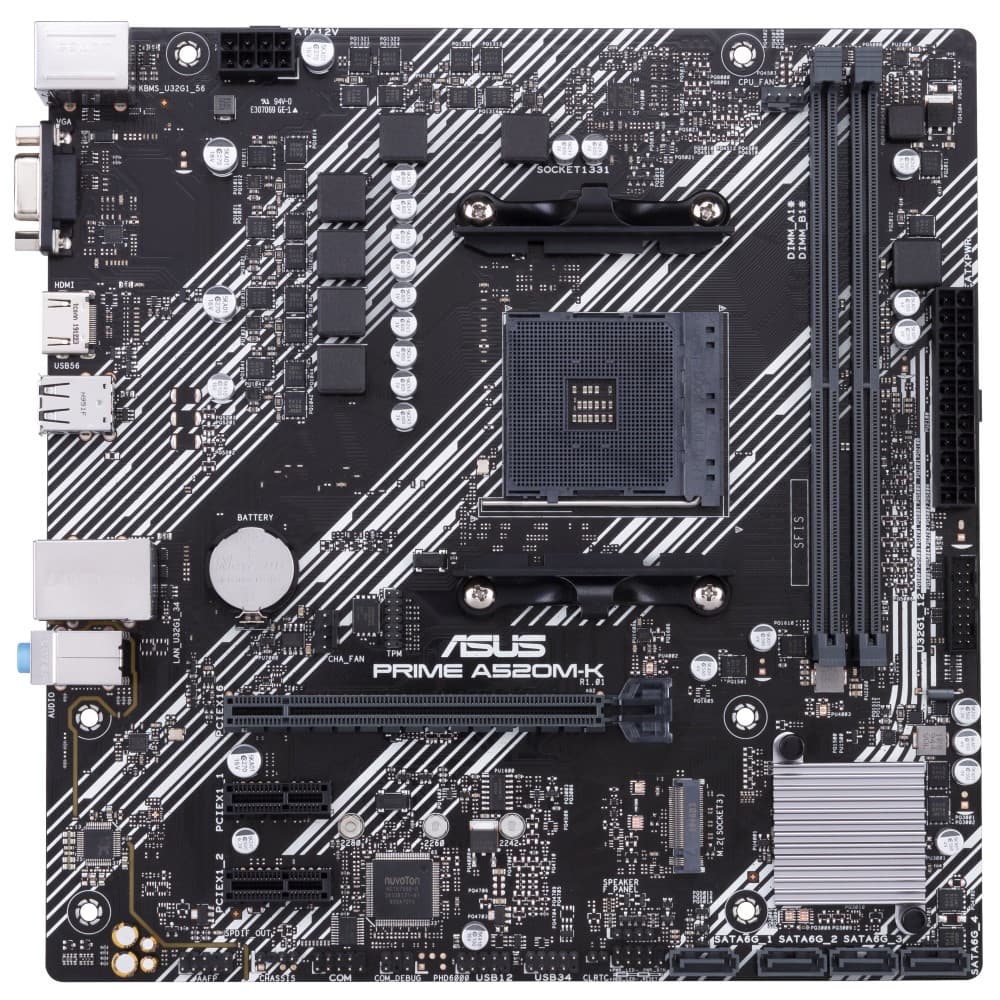 Материнская плата ASUS PRIME A520M-K RTL {Soc-AM4 AMD A520 2xDDR4 mATX AC`97 8ch(7.1) GbLAN RAID+VGA+HDMI} (90MB1500-M0EAY0)