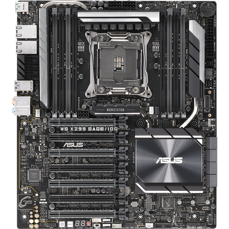 Материнская плата ASUS WS X299 SAGE 10G, 1 x Intel Socket 2066 X-Series Processors , 8 or 4 x DIMM DDR4 Non-ECC, Un-buffered Memory, 7 x PCIe 3.0 x16 (single x16 or dual x16/ x16 or triple x16/ x16/ x1 (90SW00H0-M0EAY0)