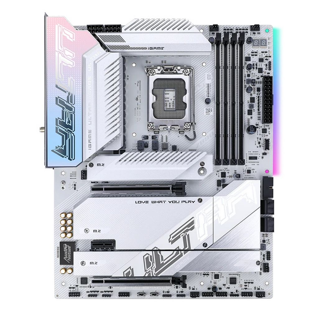 Материнская плата Colorful iGame Z890 ULTRA V20 Z890, LGA1851, 4*DDR5, 2*PCIEx16, 1*PCIEx1, 5*M.2, 3*TypeC, 4*USB3.2Gen2, 2*USB3.2Gen1, 8*USB2.0, 4*SATA3.0, 2.5G, 2*Type-C(DP), DP, HDMI, ATX, RTL