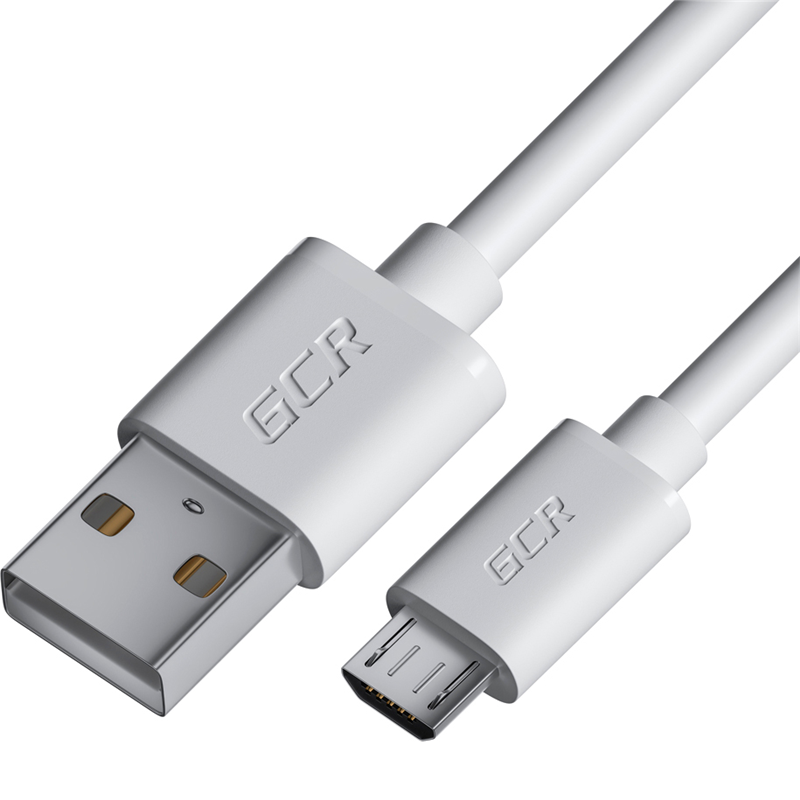 GCR Кабель 2.0m MicroUSB, белый, быстрая зарядка, 28/24 AWG (GCR-53233)