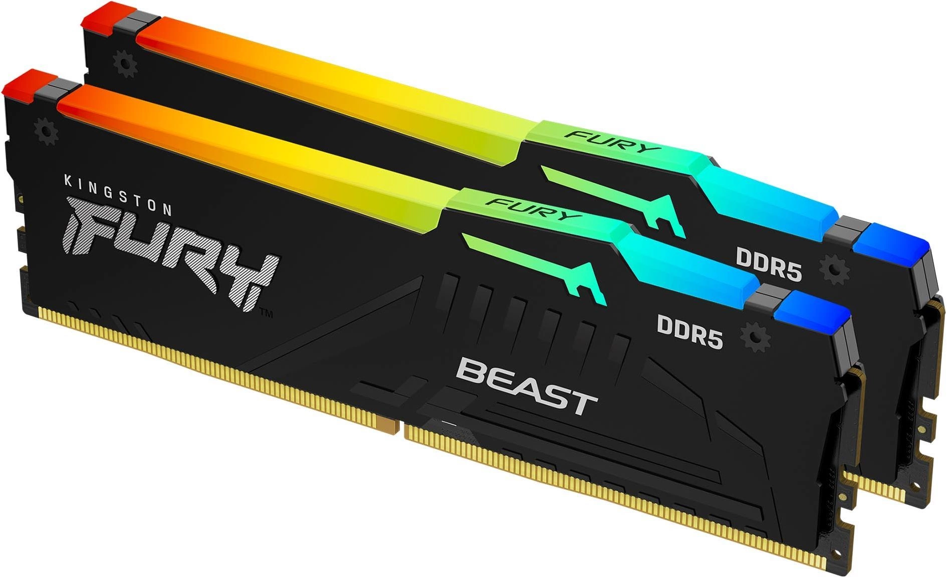 DDR 5 DIMM 16Gb PC44800, 5600Mhz, Kingston FURY Beast Black RGB CL40 (Kit of 2) (KF556C40BBAK2-16) (retail)