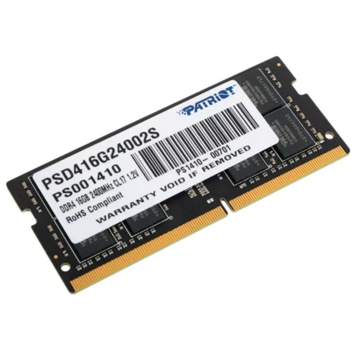 Модуль памяти Patriot DDR4 SODIMM 16GB PC4-19200 2400MHz CL17 1.2V 2Rx8 RTL (PSD416G24002S)