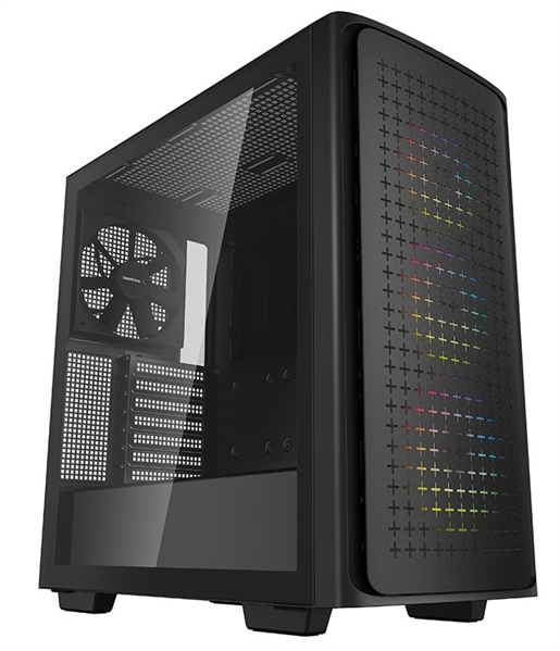 корпус Deepcool CK560 без БП, боковое окно (закаленное стекло), 3xARGB LED 120мм вентилятора спереди и 1x140мм вентилятор сзади, черный, ATX