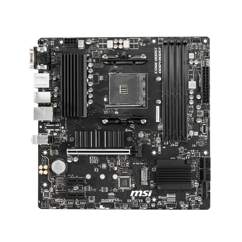 Материнская плата/ MB MSI AMD B550 sAM4, 4xDDR4(128GB), D-SUB/HDMI 2.1/DP, 1xPCIe 4.0x16, 2xPCIe 3.0, 1xLAN, 4xSATA 6Gb/s, 2xM.2, 4xUSB 3.2, 2xUSB 2.0, 1xPS/2, mATX (B550M PRO-VDH)