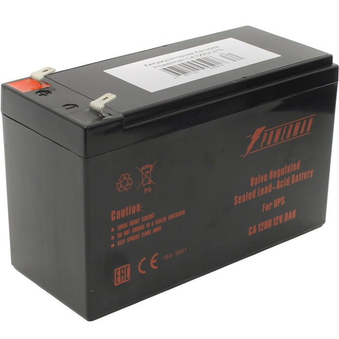 Батарея POWERMAN Battery CA1290, напряжение 12В, емкость 9Ач,макс. ток разряда 135А, макс. ток заряда 2.7А, свинцово-кислотная типа AGM, тип кл (POWERMAN BATTERY 12V/9AH)
